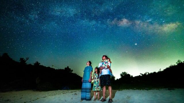 星空、ファミリー、ナイトフォト