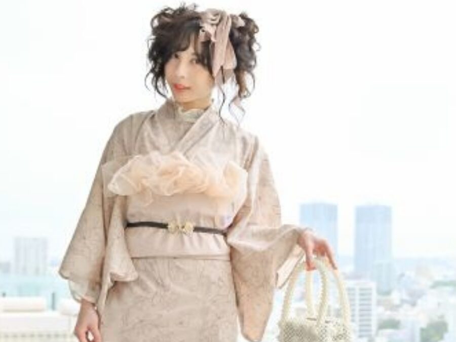 【那覇/60分/着付け体験】SNS映え抜群♪レトロでお洒落なガーリー浴衣プラン《ヘアセット付プランあり》（No.749）