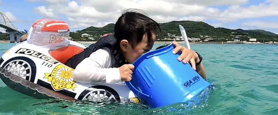 【沖縄本島/約1時間】時間がなくても海を満喫！シュノーケル＋バナナボートプラン☆5歳以下も浮き輪＆箱眼鏡で安心＜1組貸切・温水シャワー付・保険込み＞（No.817）