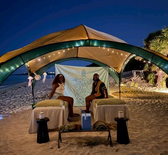 屋外マッサージ専門店　ボディーケア　海水フットバス