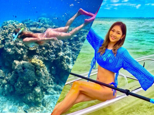 シュノーケルとクリアカヤック