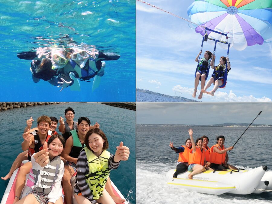 【宜野湾発/半日】6歳から参加OK♪雄大な空と海を制覇せよ！パラセーリング＆バナナボート×シュノーケル付き（No.210）