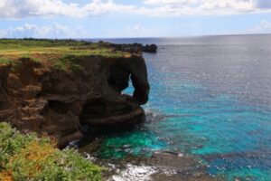 【那覇発/北部観光/ディナー付】観光バスツアー（Ａコース）★美ら海水族館→御菓子御殿→万座毛→琉球村→星野リゾート バンタカフェ→サムズにてディナー